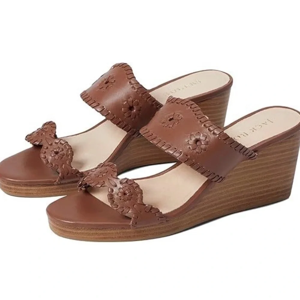 Jack Rogers Caroline Leather Wedge Sandals‎ Size 9.5M
